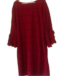 Woman’s fall feminine plus size eyelet ruffle sleeves dress
